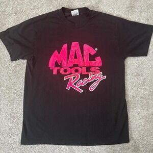 Mac Tools Racing T-Shirt Black Pink USA Single Stitch Large Vintage